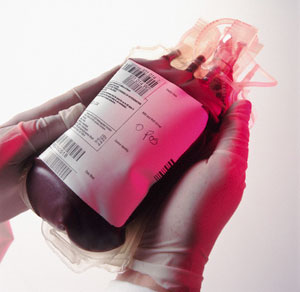 bolsa con la sangre donada